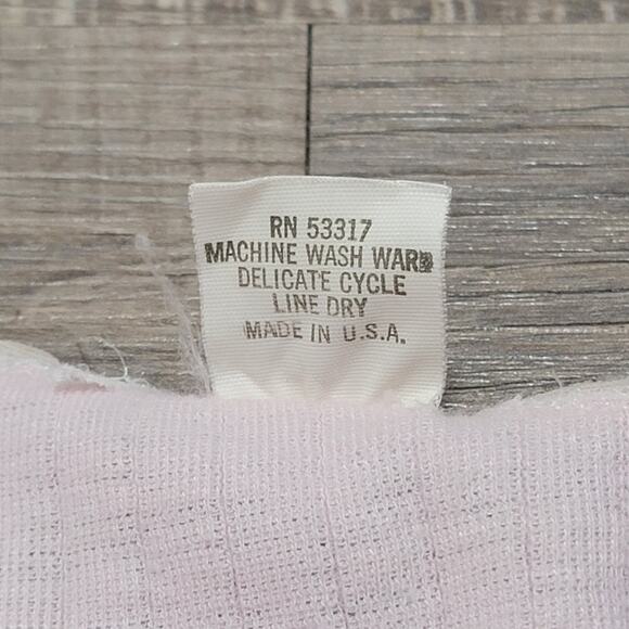 Vintage Wool Blend Baby Tee Short Sleeve Pink Bow Lacey Cottagecore Coquette Top - Picture 4 of 6